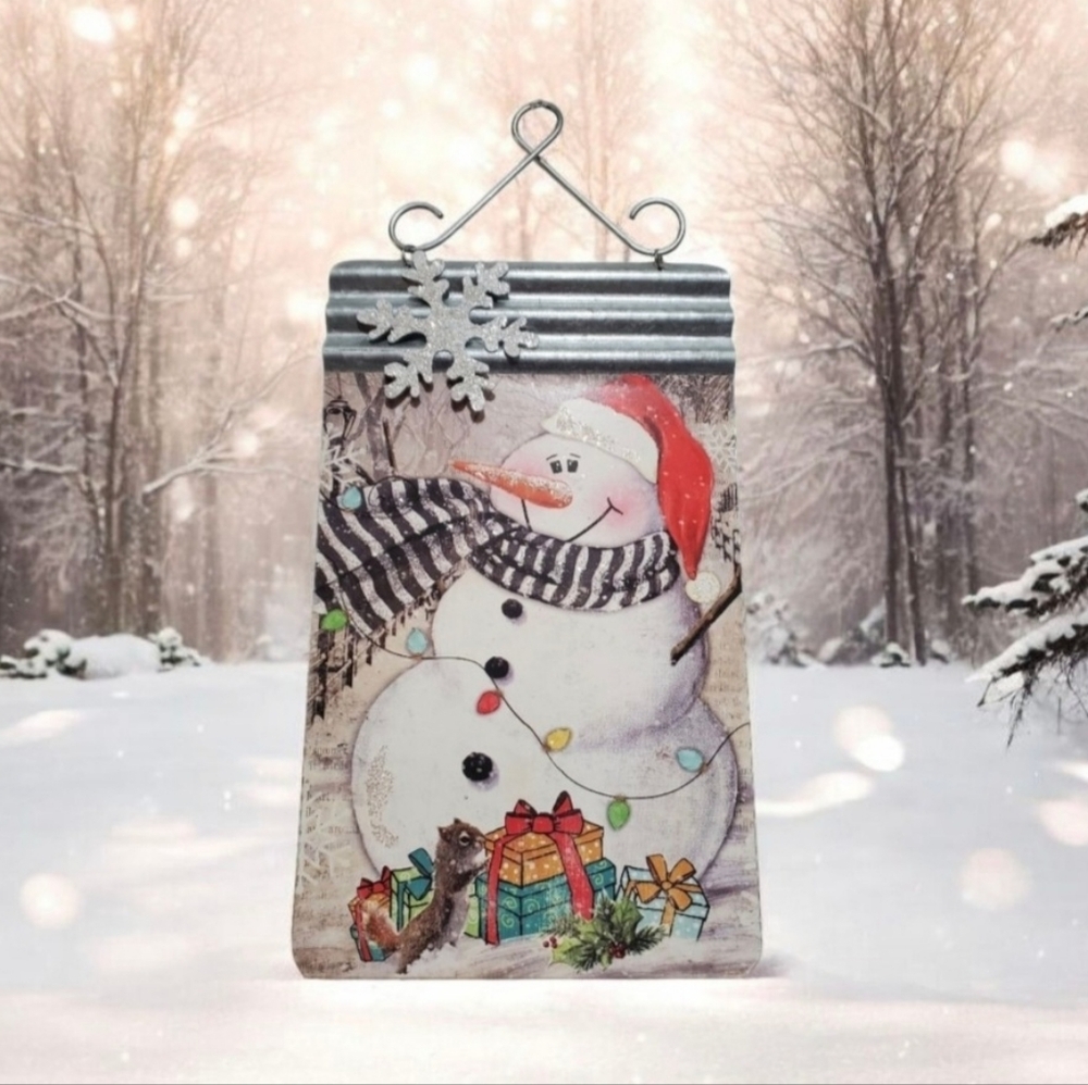 Snowman & Friends Metal Wall Hanging